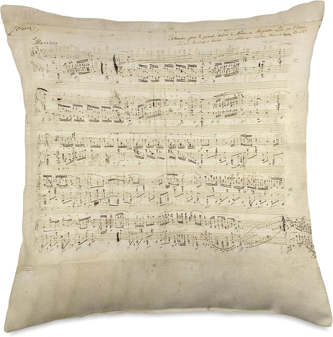 Handwritten Sheet Music of Heroic Polonaise by Chopin Throw Pillow