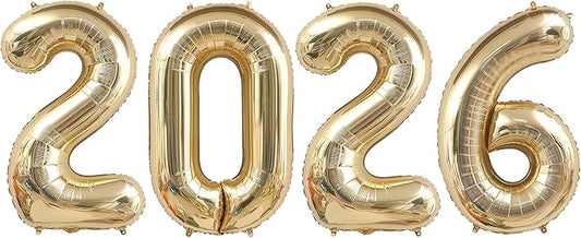 2026 Champagne Gold Balloons, 40" Large Champagne Gold 2026 Balloons Helium Mylar Foil Balloons for 2026 New Year Christmas Graduation Party Decoration