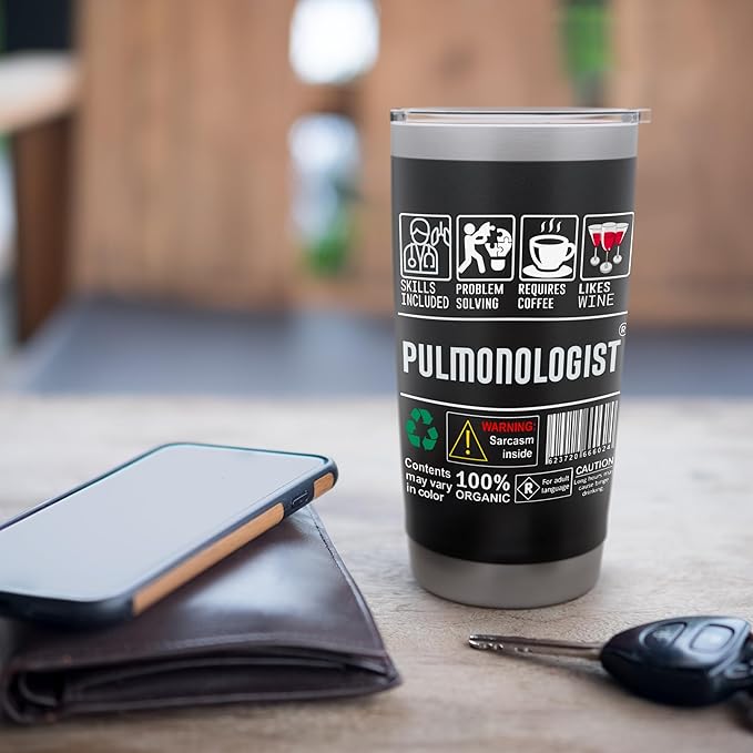 Funny Pulmonologist Label Skills Coffee Wine Sarcasm Medical Stainless Steel Insulated Tumbler