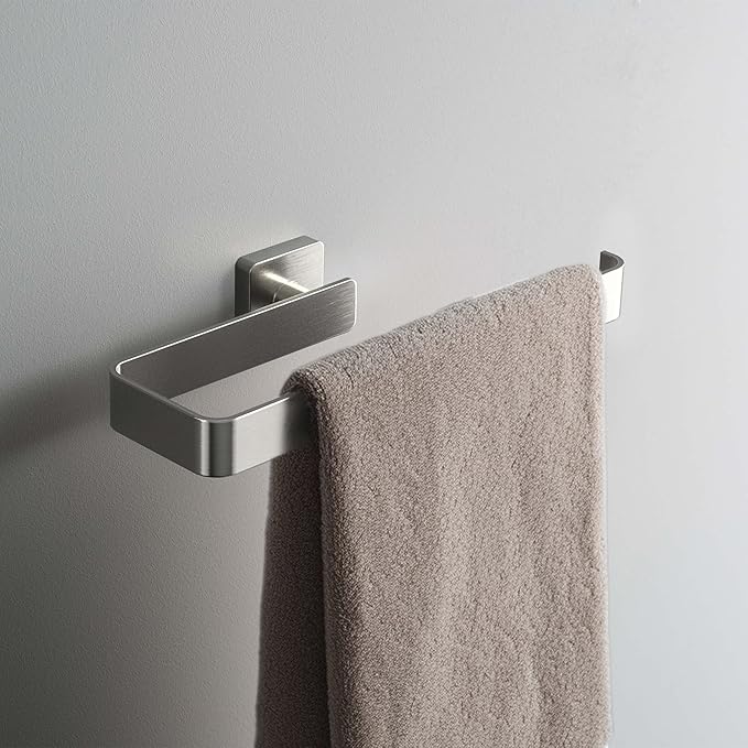 KIBI Blaze 10-Inch Bathroom Towel Bar – Solid Brass, Wall Mounted Hand Towel Holder, Sleek Modern Design, Rust-Resistant, Perfect for Bathroom, Vanity & Kitchen Sink Area (Brushed Nickel) (KBA16)