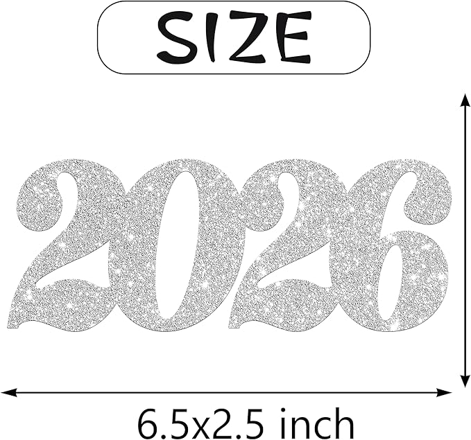 12pcs Silver 2026 Number Theme Centerpiece Sticks Glitter 2026 Graduation Centerpieces for Table New Year Eve Party Table Decorations for Hello 2026 Christmas Party Supplies