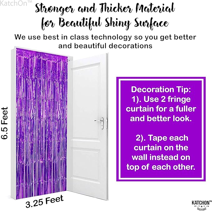 KatchOn, Metallic Purple Foil Fringe Curtain - Pack of 2 | Streamer Backdrops for Purple Birthday Decorations | Graduation Backdrops for Graduation Decorations 2026