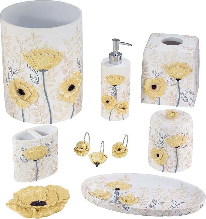 Avanti Linens - Lotion Pump, 100% Hand-Painted Resin Bathroom Accessories, Soap Dispenser, Floral Home Decor (Marielle)