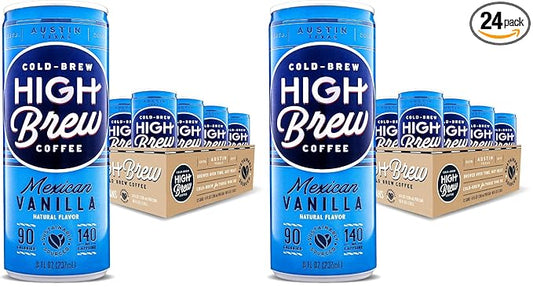 High Brew Coffee,Cold Brew Coffee,Mexican Vanilla,8 FL Oz,Ready-To-Drink,(Pack of 24)