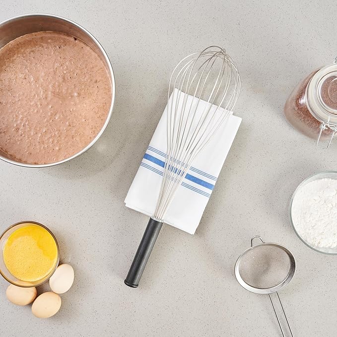 Restaurantware Met Lux 18 x 5 Inch Baking Whisk 1 Piano Whisk With Ergonomic Handle - Dishwashable Won't Corrode Stainless Steel Whisk For Whipping Baking Or Cooking