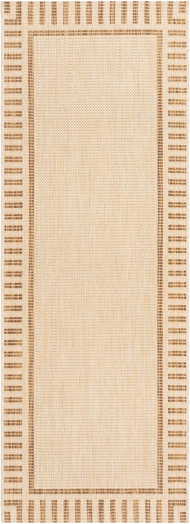 Gertmenian Indoor/Outdoor Flatweave Rug - 2x6 Runner, Stain & UV Resistant, Quick-Drying, Ideal for Deck, Patio, Poolside, Mudroom - Klano Striped Sand, Chestnut, 28003