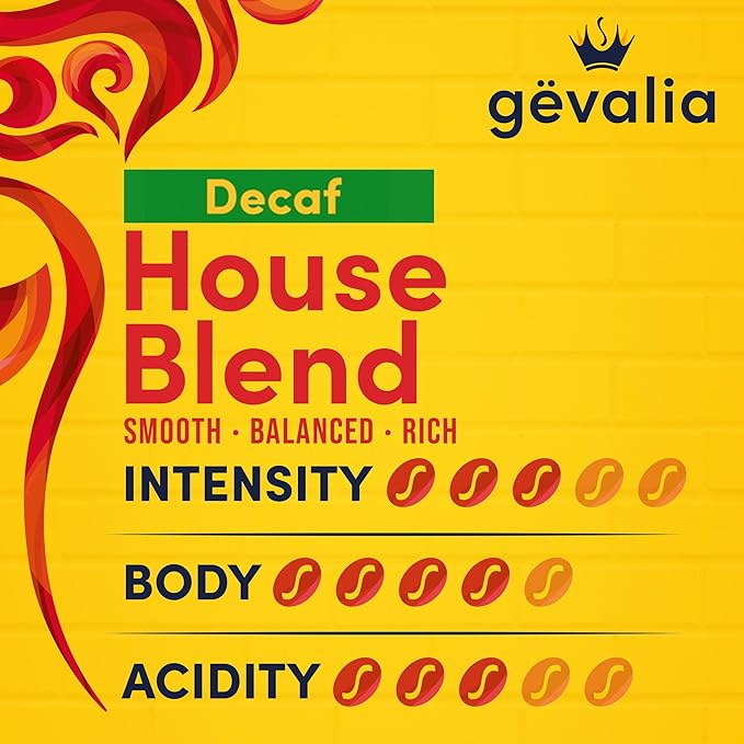 Gevalia House Blend Decaf Medium Roast Ground Coffee,12 oz Bag,(Pack of 6)