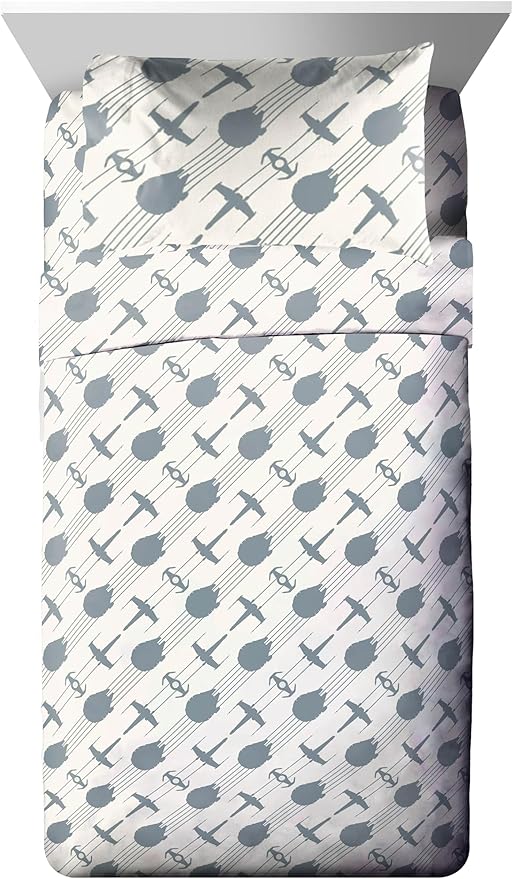 Jay Franco Star Wars Twin Size Comforter Set - 5 Piece Bedding Includes Sheet Set & Pillow Covers - Super Soft Cozy Bedding with Death Star and Millennium Falcon