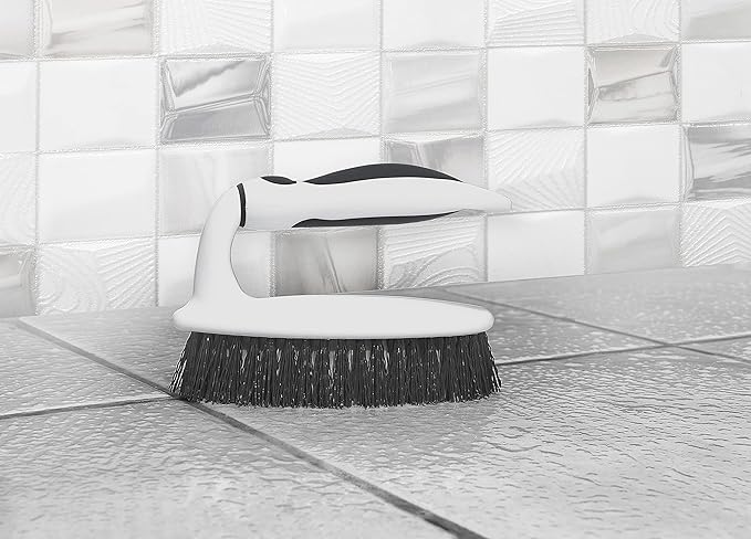 Superio Grout Brush, Dish Brush, Shower Scrubber Cleaning Brush, Stiff Bristles, Comfort Grip Handle, Grey Brush Cleaner for Kitchen, Bathroom, Shower, Sink, Toilet- Vegatable Brush, Carpet Scrubber
