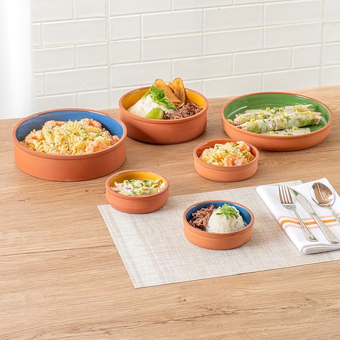 Restaurantware Terracotta Cazuela Bowls 2 Pack of 9 oz Durable Rustic Serving Dish Glazed Oven-Safe Bowl Freezer-Safe Tapas Dish Microwave-Safe Dishwasher-Safe