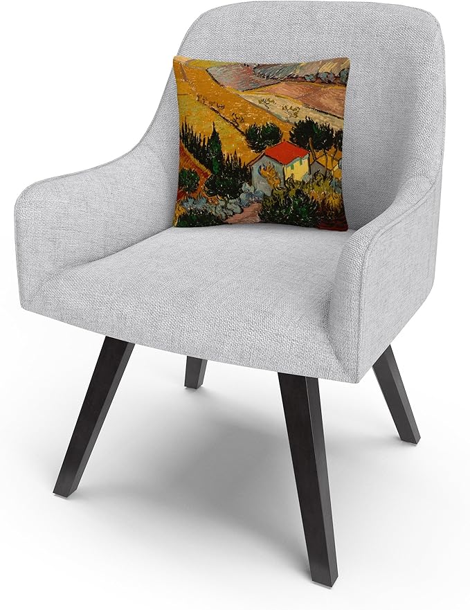 Trademark Fine Art Vincent Van Gogh 'Landscape with House' 16" X 16" Decorative Throw Pillow