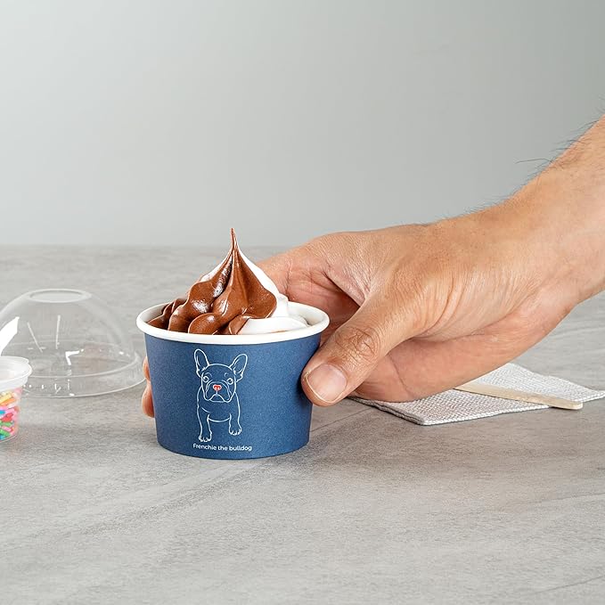 Restaurantware Coppetta 4-Ounce Dessert Cups, 200 Disposable Ice Cream Cups - Lids Sold Separately, Heavy-Duty, Frenchie Paper Frozen Yogurt Bowls, For Hot And Cold Foods