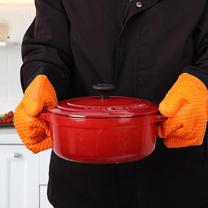 UNCO- Silicone Gloves Heat Resistant Gloves, Orange, Silicone Oven Mitts