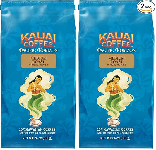Kauai Coffee Koloa Estate Medium Roast - Ground Coffee, 24 oz Package (Pack of 2)