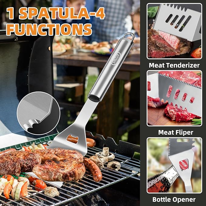 15PCS Stainless Steel BBQ Grill Accessories Set, Dad Gifts for Fathers Day Grilling Gifts, Portable Practical Grill Tool Utensils Kit with Storage Bag for Outdoor Grill Camping Backyard Cooking