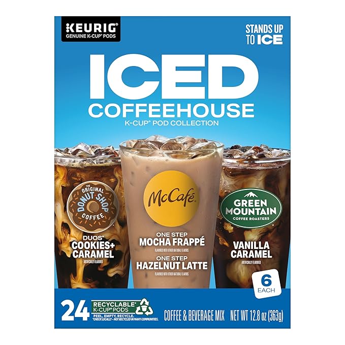 The Original Donut Shop® K-Cup Iced Duos Cookies and Caramel Coffee - Compatible with Keurig Brewer - Medium - 24 / Box