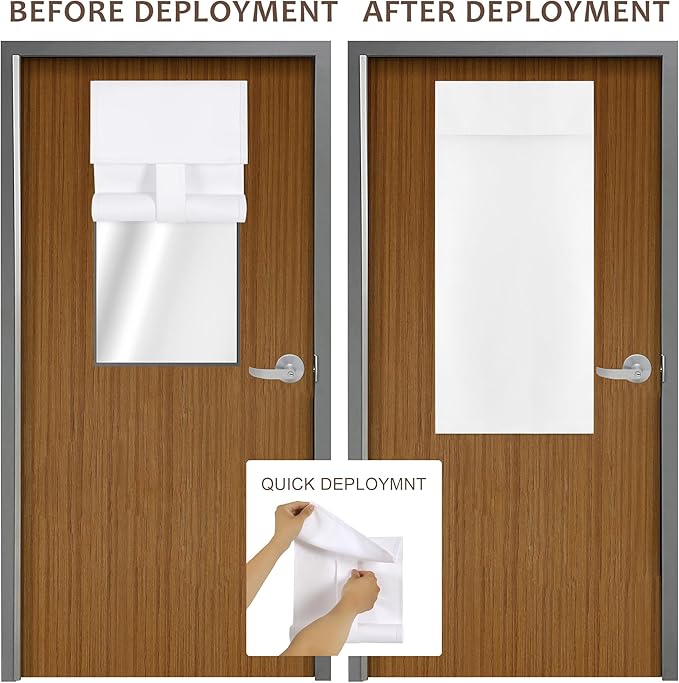 WdFour Classroom Door Window Cover,Blackout Shades for Classroom Windows and Doors，Privacy,Room Darkening Design Blocks Views, Classroom Window Cover Lockdown.12W x 40L Inch, 1 Panel.Bleach White.