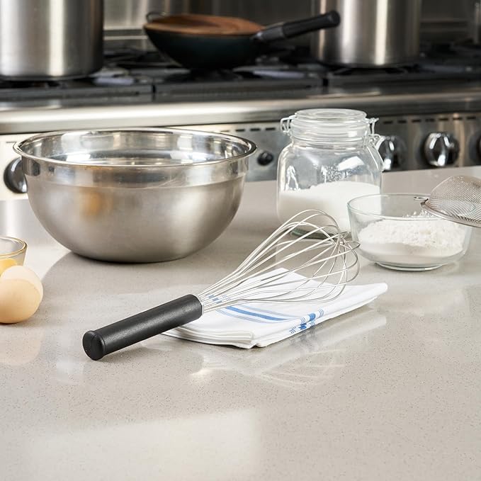 Restaurantware Met Lux 14 Inch x 3.7 Inch Baking Whisk, 1 With Ergonomic Handle Metal Whisk - Dishwasher-Safe, Corrosion-Resistant, Stainless Steel Whisk For Baking, For Whipping, Baking, Or Cooking