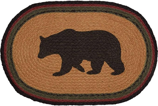 Wyatt Stenciled Bear Jute Placemat Oval Set of 6 12x18