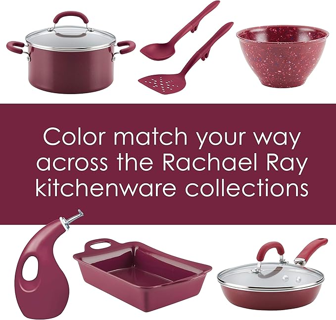 Rachael Ray 47916 3-Piece Lazy Tool Nylon Slotted Turner Set, Burgundy