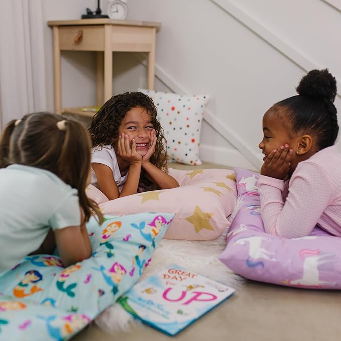 Wildkin Kids Pillowcase Lounger Cover – Travel-Friendly Sleepover Lounger, Fits Standard Pillows (Pillows Not Included), Soft Cotton Blend, Fun Patterns for Boys & Girls - Unicorns