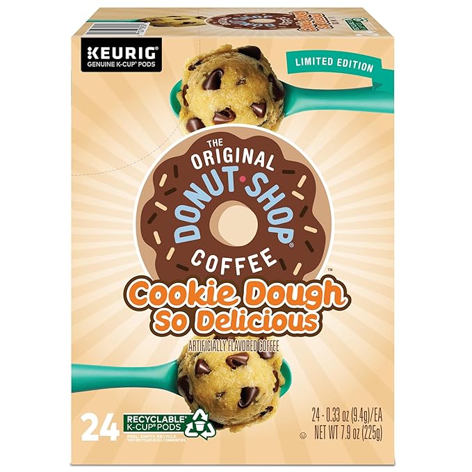 The Original Donut Shop Cookie Dough So Delicious, Keurig Single Serve K-Cup Pods, Flavored Coffee, 96 Count