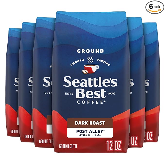 Seattle’s Best Coffee, Dark Roast Ground Coffee, Post Alley, 100% Arabica, 6 Bags (12 oz Each)