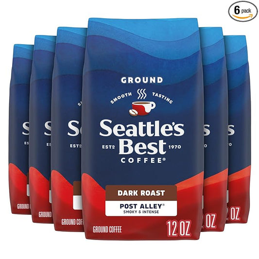 Seattle’s Best Coffee, Dark Roast Ground Coffee, Post Alley, 100% Arabica, 6 Bags (12 oz Each)