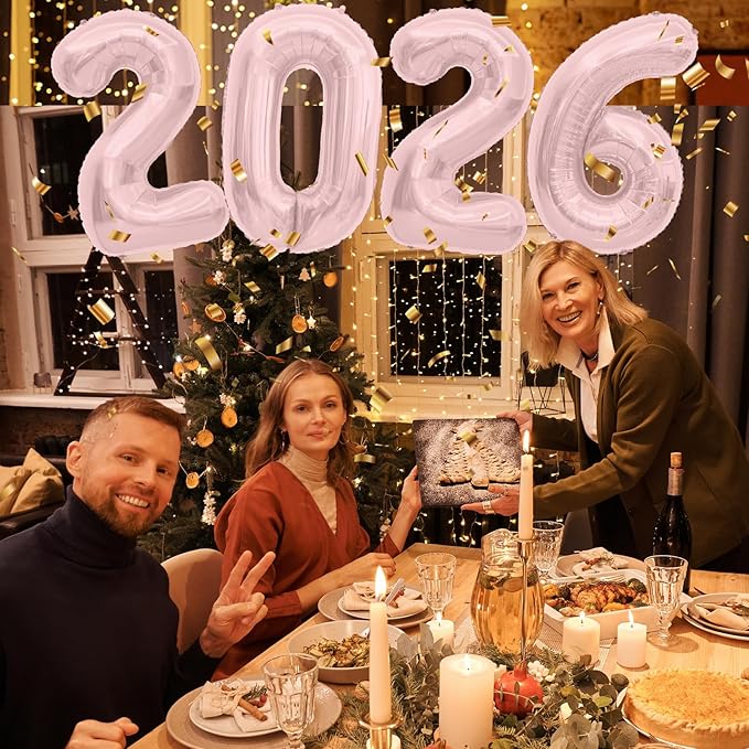 Rose Gold 2026 Balloons, 2026 Number Balloons, 40 Inch Large Foil Graduation Balloon 2026 Numbers for Graduation Decorations Class of 2026, Birthday, Anniversary, New Year Eve Party Decorations