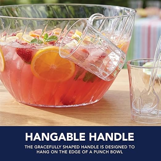 Party Essentials Elegance 8 oz Clear Hard Plastic Coffee & Punch Mugs with Handle – 40-Count Stackable Disposable Cups for Parties, Weddings, Catering, Buffets & Events