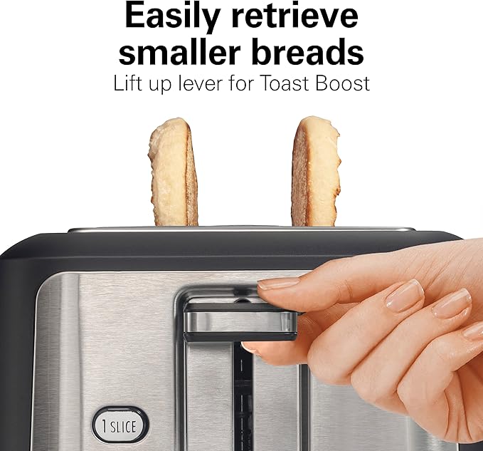Hamilton Beach Gourmet 2 Slice Slot Toaster with Extra Long & Wide Slots, Sure-Toast Technology, Shade Selector with 7 Browning Levels, Bagel Setting, Matte Black and Stainless Steel (22996)