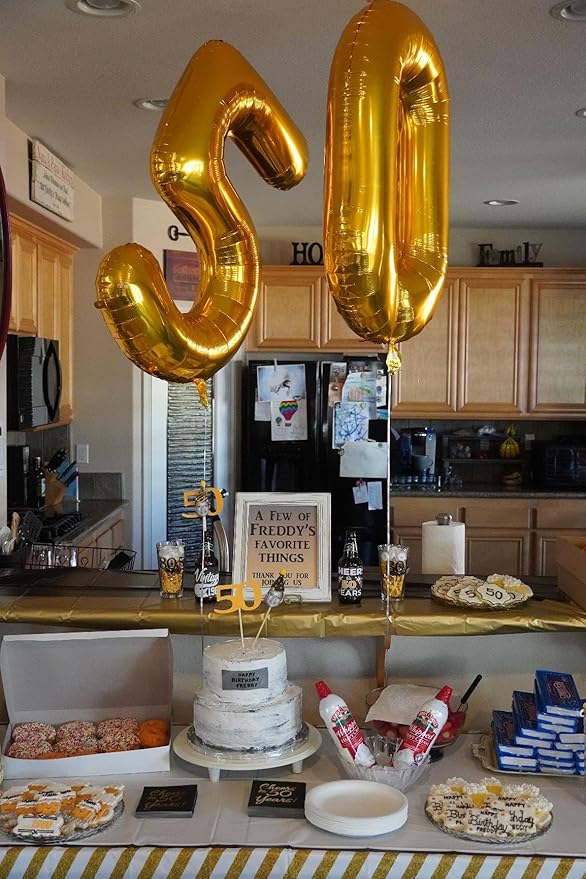 Number Balloons 40 In 40 Numbers, 40th Birthday Decorations for Women Men, Gold Birthday Party Decorations Big Balloons for Wedding, Celebration Party, Graduations