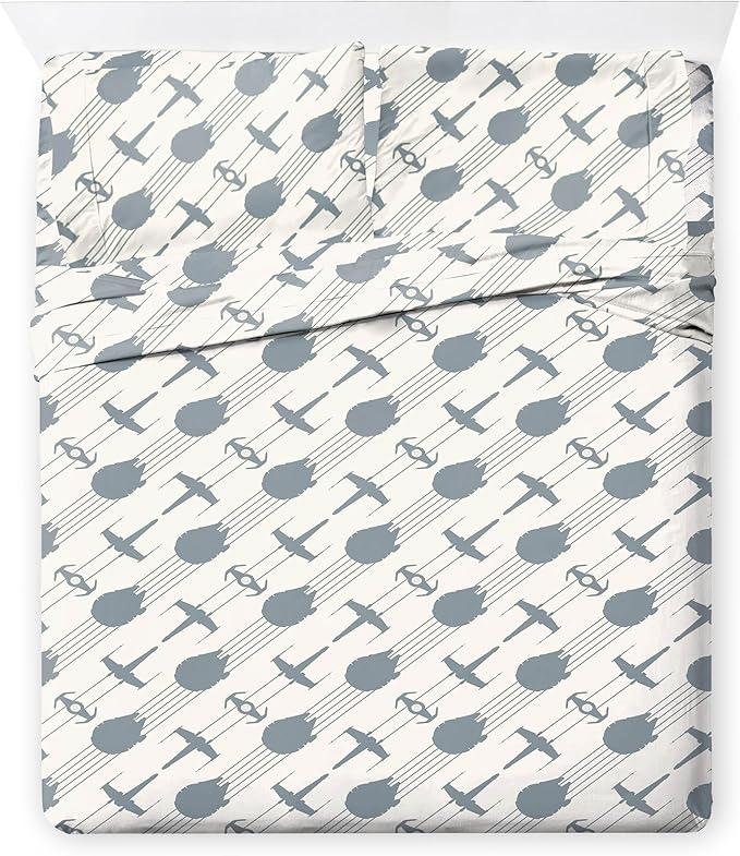 Jay Franco Star Wars Full Size Comforter Set - 7 Piece Bedding Includes Sheet Set & Pillow Covers - Super Soft Cozy Bedding with Death Star and Millennium Falcon