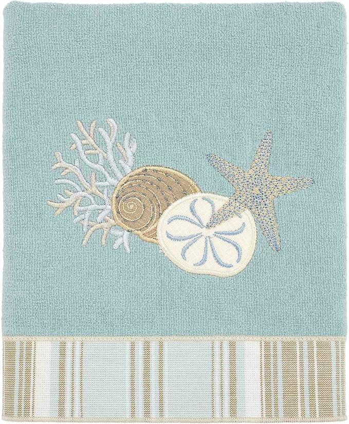 Avanti Linens - 3pc Towel Set, Soft & Absorbent Cotton, Coastal Home Decor (By The Sea Collection, Mineral)