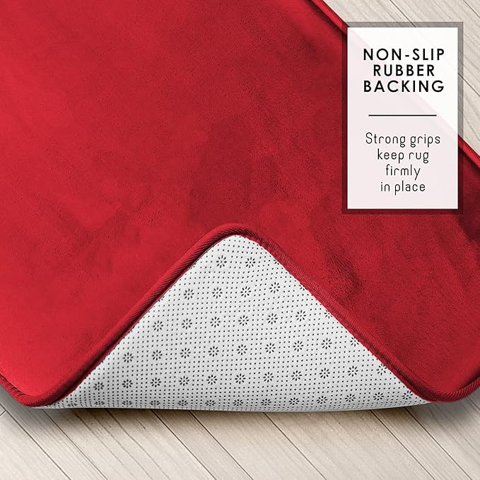 Clara Clark 3 Piece Bathroom Rugs Bath Mat Set, Velvet Memory Foam Bath Mats for Bathroom - Non-Slip, PVC Backing Bath Rugs, Washable - Dries Quickly, Burgundy