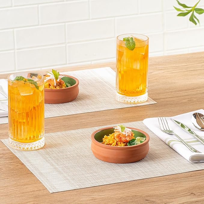 Restaurantware-Terra Tek 8.5 Ounce Terracotta Cazuelas, 2 Green Glazed Clay Pots For Cooking - Oven-Ready, Microwavable, Terracotta Serving Pots, Dishwashable, For Cooking And Serving