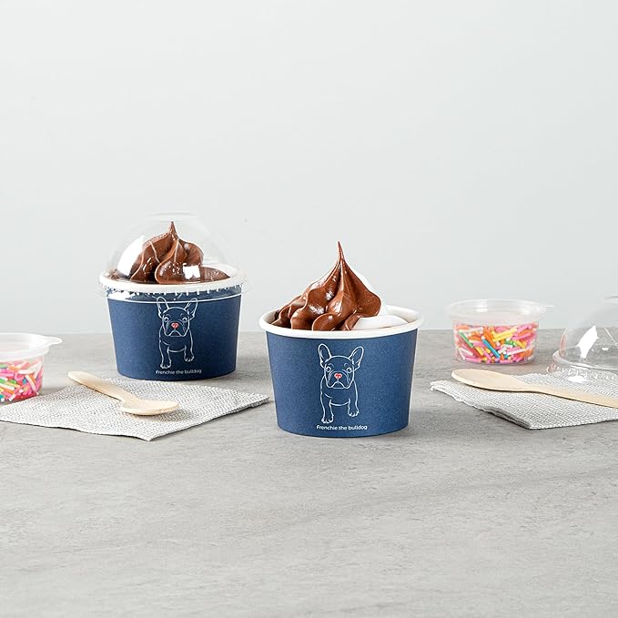 Restaurantware Coppetta 4-Ounce Dessert Cups, 200 Disposable Ice Cream Cups - Lids Sold Separately, Heavy-Duty, Frenchie Paper Frozen Yogurt Bowls, For Hot And Cold Foods
