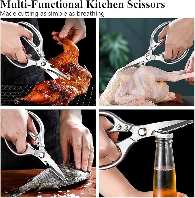 RINPIR 35pcs Deluxe Grilling Gifts Set for Birthday Fathers Day, Stainless Steel BBQ Accessories Kit for Men Dad, Professional Grill Tools Utensils with Scissors, Meat Claws in Aluminum Case Black