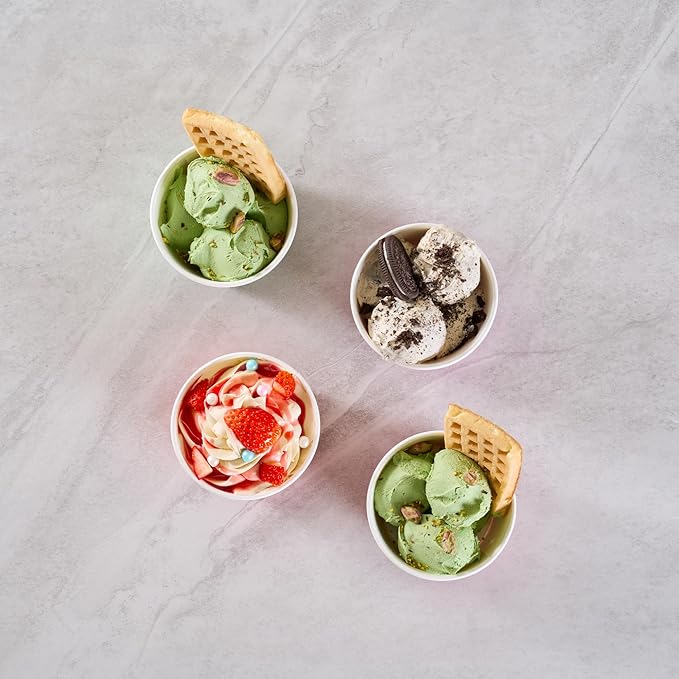 Restaurantware Paper Cups 200 Count 8 Ounce Square Disposable Ice Cream Containers, Leak-Resistant Paper Dessert To Go Cups, Hot And Cold Food, Durable Assorted Ombre Design