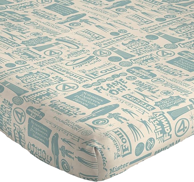 Jay Franco Sheet Set with Fitted, Flat Sheets & Pillow Cover - Ultra-Soft Bedding with Pillowcase for Room Decor, Beige - Fantastic Four, 4 Piece Queen