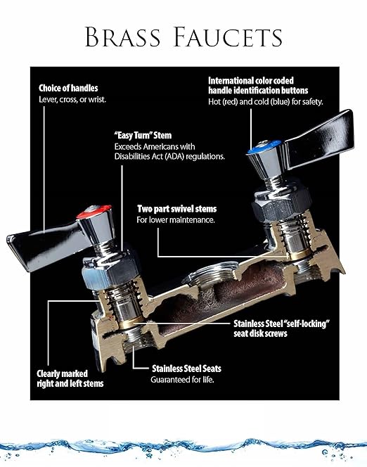 Fisher 8253 8" Adjustable Wall Service Sink Faucet with Long Spout and Vacuum Breaker, and EZ Install Adapters