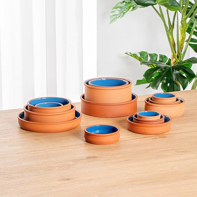 Restaurantware Terracotta Cazuela Bowls 2 Pack of 9 oz Durable Rustic Serving Dish Glazed Oven-Safe Bowl Freezer-Safe Tapas Dish Microwave-Safe Dishwasher-Safe