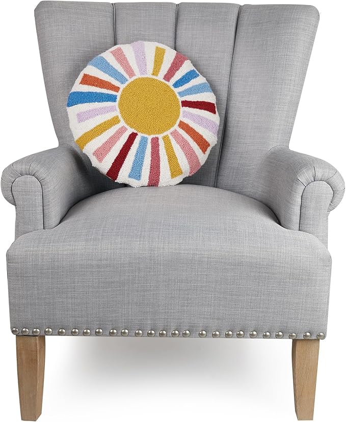 Rainbow Sun Wool Hook Inspirational Pillow by The Pillow Shoppe