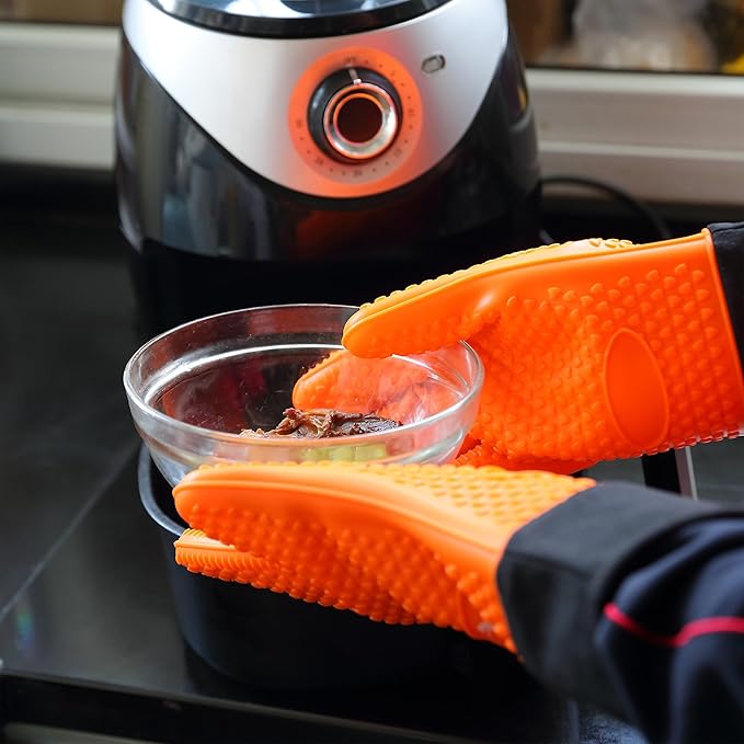 UNCO- Silicone Gloves Heat Resistant Gloves, Orange, Silicone Oven Mitts