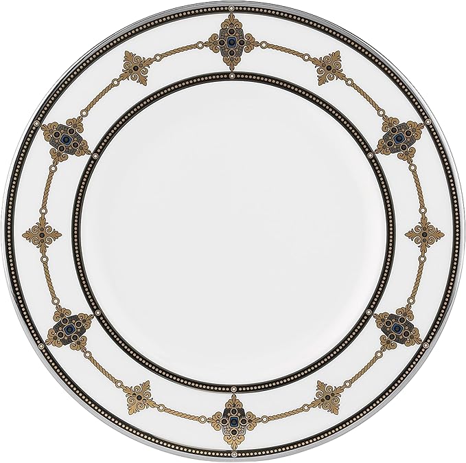 Lenox Vintage Jewel Platinum Banded Bone China Accent Plate 9", White -