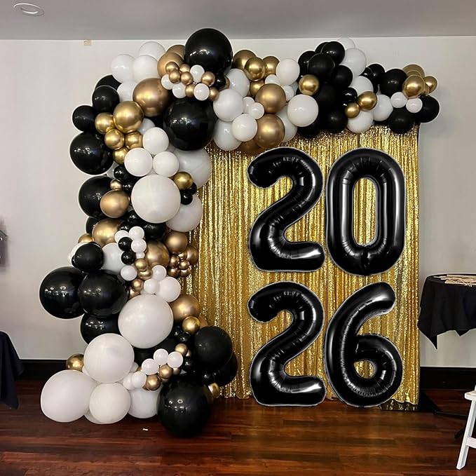 Black 2026 Balloons - 40 inch Number Balloon - Graduation Balloons for Class of 2026 Decorations - Congrats Grad Balloons for Graduation Decorations 2026 - Grad Party Decor Supplies