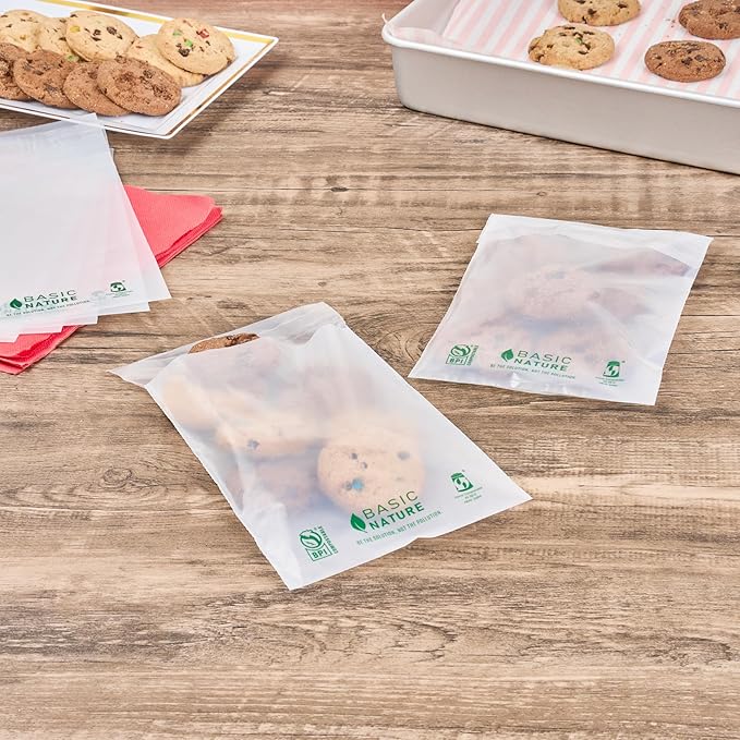 Restaurantware Food Storage Bags 100 Count 7 x 5 Inches Translucent Adhesive Bags Plastic Reusable Translucent for Cold Food Storage