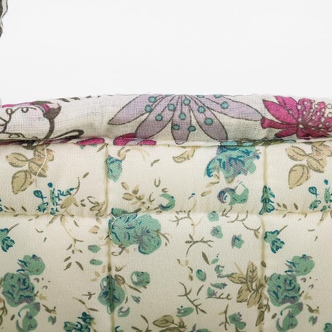 Quilted Fabric Storage Basket Floral Baby Diaper Caddy Quilted Basket for Nursery Bedroom Car Storage