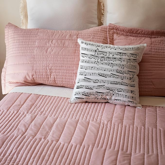 3dRose pc_203236_1 Musical Notes Sheet Music Piano Notation Black and White Pillow Case, 16" x 16"