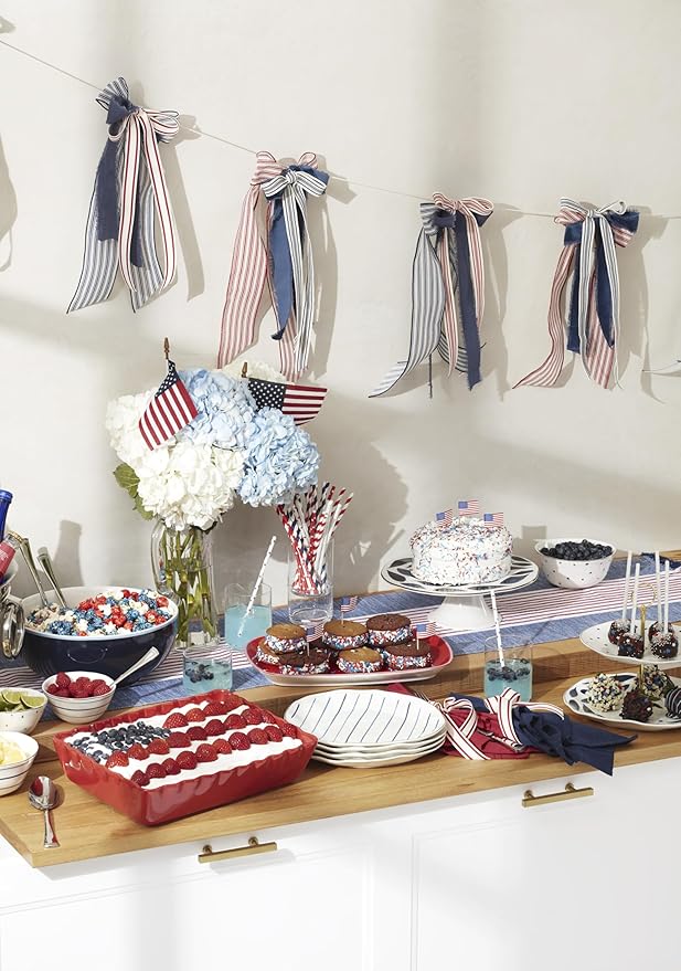 Lenox 895695 Blue Bay Stripes 4-Piece Dinner Plate Set